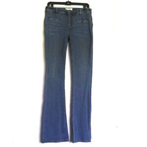 FP Free People Blue Jeans Denim Flare Bell Bottom Stretch Button Fly Sz EUC   28